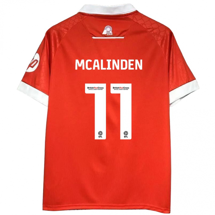 Herren Fußball Liam Mcalinden #11 Rot Weiß Heimtrikot Trikot 2024/25 T-Shirt Luxemburg