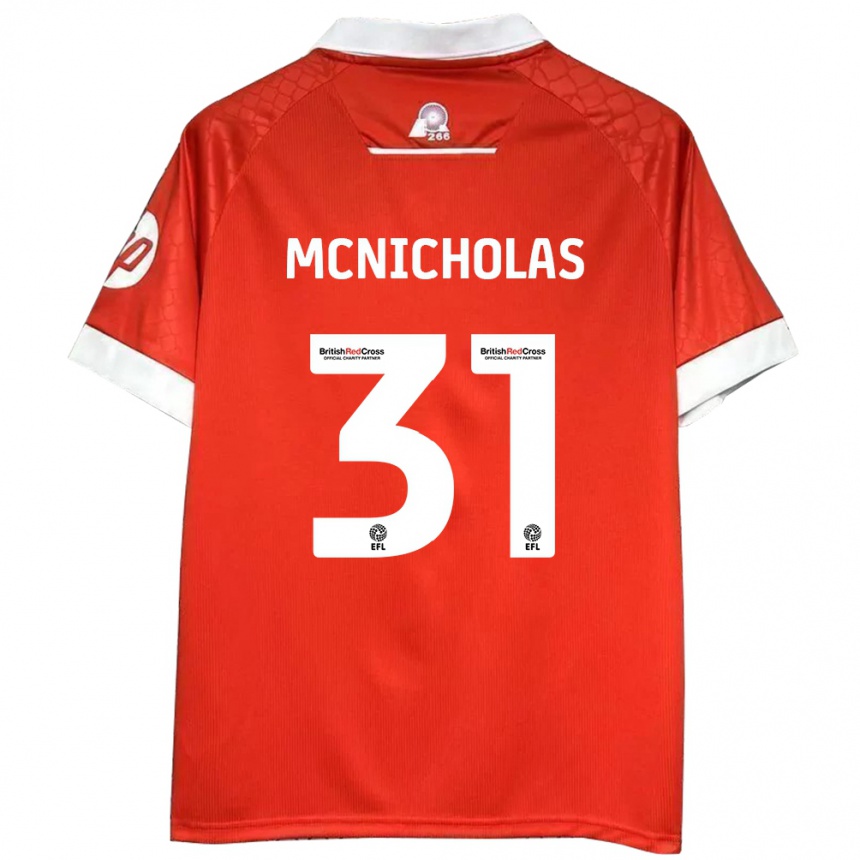 Herren Fußball Luke Mcnicholas #31 Rot Weiß Heimtrikot Trikot 2024/25 T-Shirt Luxemburg