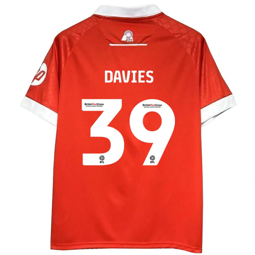 Herren Fußball Daniel Davies #39 Rot Weiß Heimtrikot Trikot 2024/25 T-Shirt Luxemburg