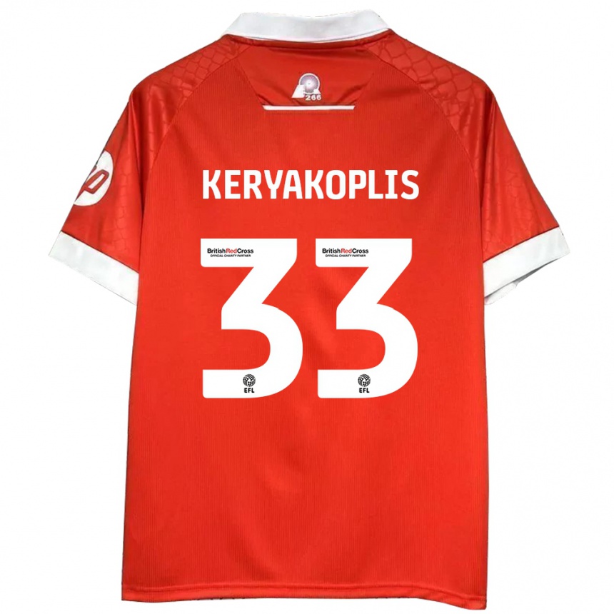 Herren Fußball Hannah Keryakoplis #33 Rot Weiß Heimtrikot Trikot 2024/25 T-Shirt Luxemburg