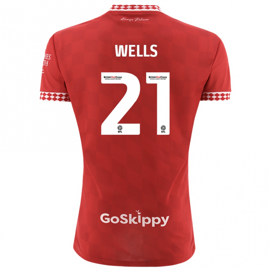 Herren Fußball Nahki Wells #21 Rot Heimtrikot Trikot 2024/25 T-Shirt Luxemburg