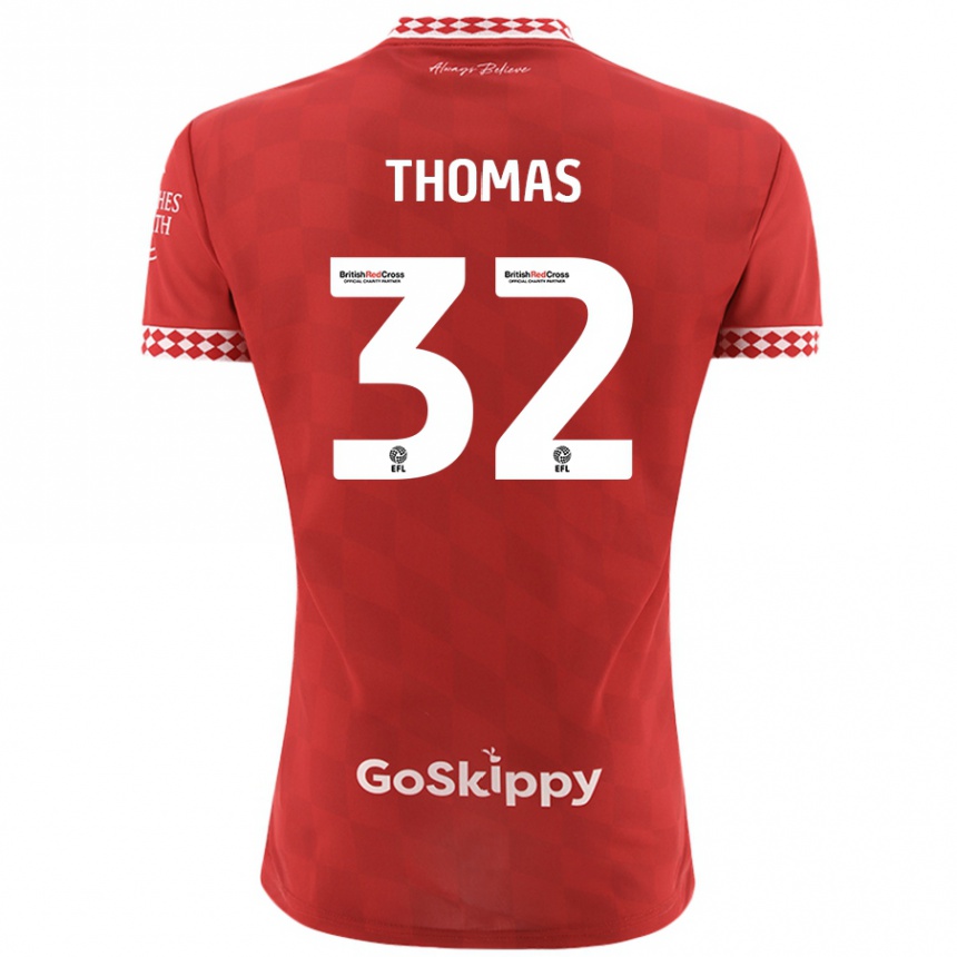 Herren Fußball Lewis Thomas #32 Rot Heimtrikot Trikot 2024/25 T-Shirt Luxemburg