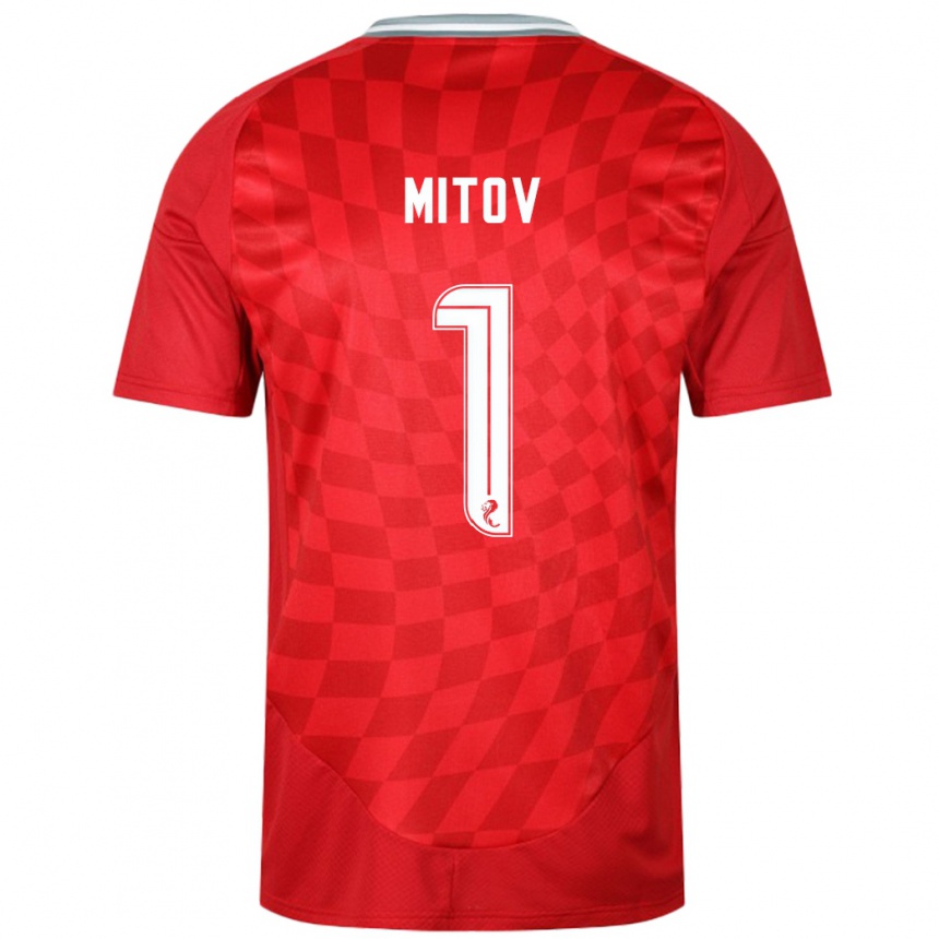 Herren Fußball Dimitar Mitov #1 Rot Heimtrikot Trikot 2024/25 T-Shirt Luxemburg