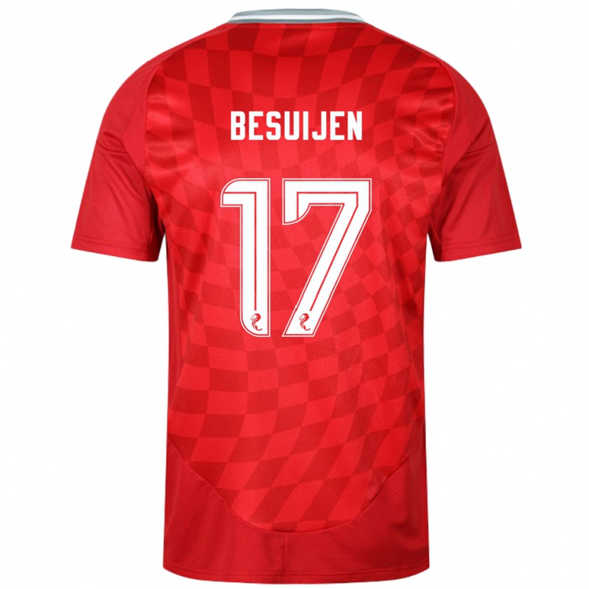 Herren Fußball Vicente Besuijen #17 Rot Heimtrikot Trikot 2024/25 T-Shirt Luxemburg