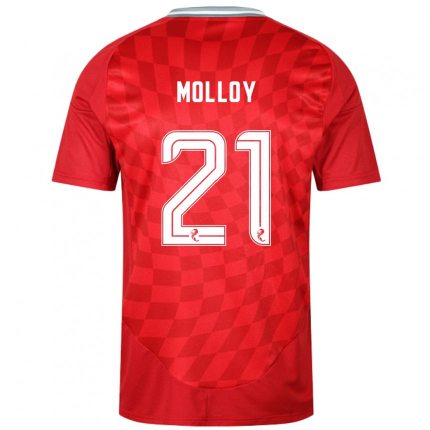 Herren Fußball Gavin Molloy #21 Rot Heimtrikot Trikot 2024/25 T-Shirt Luxemburg