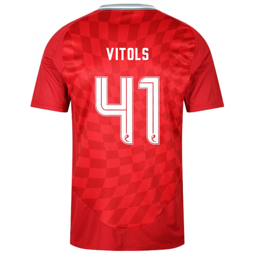 Herren Fußball Rodrigo Vitols #41 Rot Heimtrikot Trikot 2024/25 T-Shirt Luxemburg