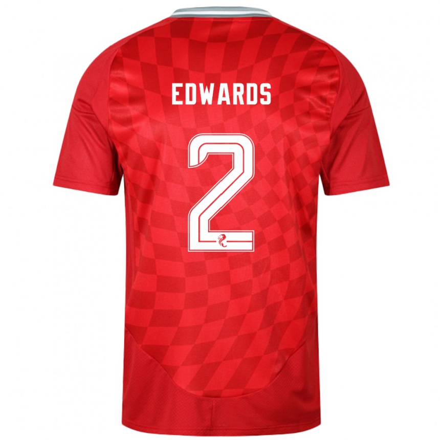 Herren Fußball Lois Edwards #2 Rot Heimtrikot Trikot 2024/25 T-Shirt Luxemburg