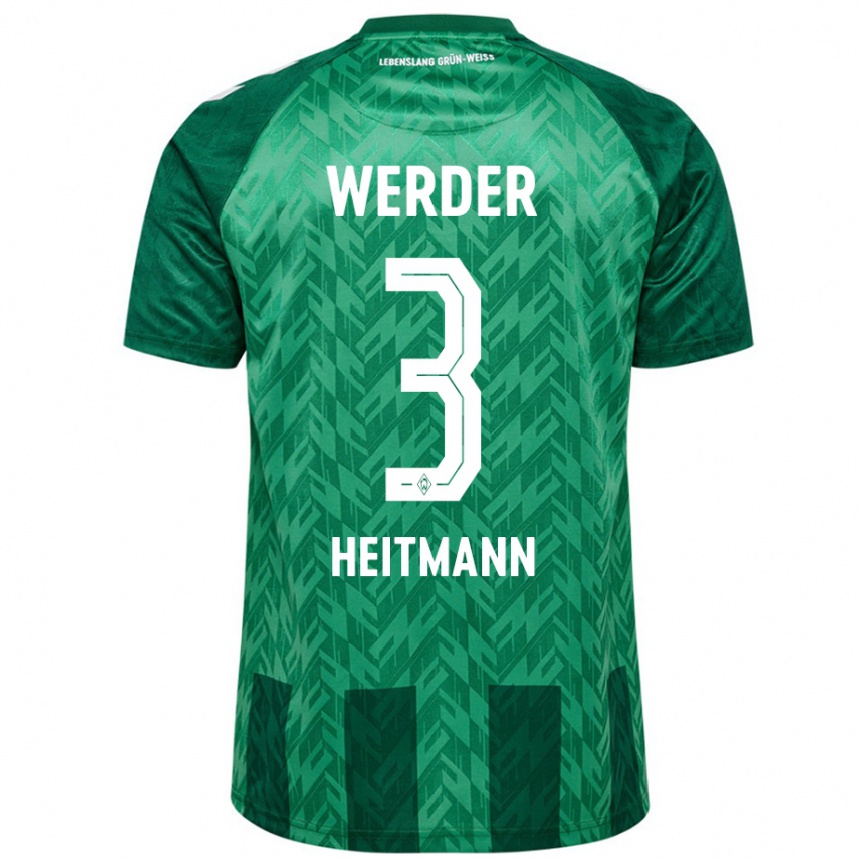 Herren Fußball Mats Heitmann #3 Grün Heimtrikot Trikot 2024/25 T-Shirt Luxemburg