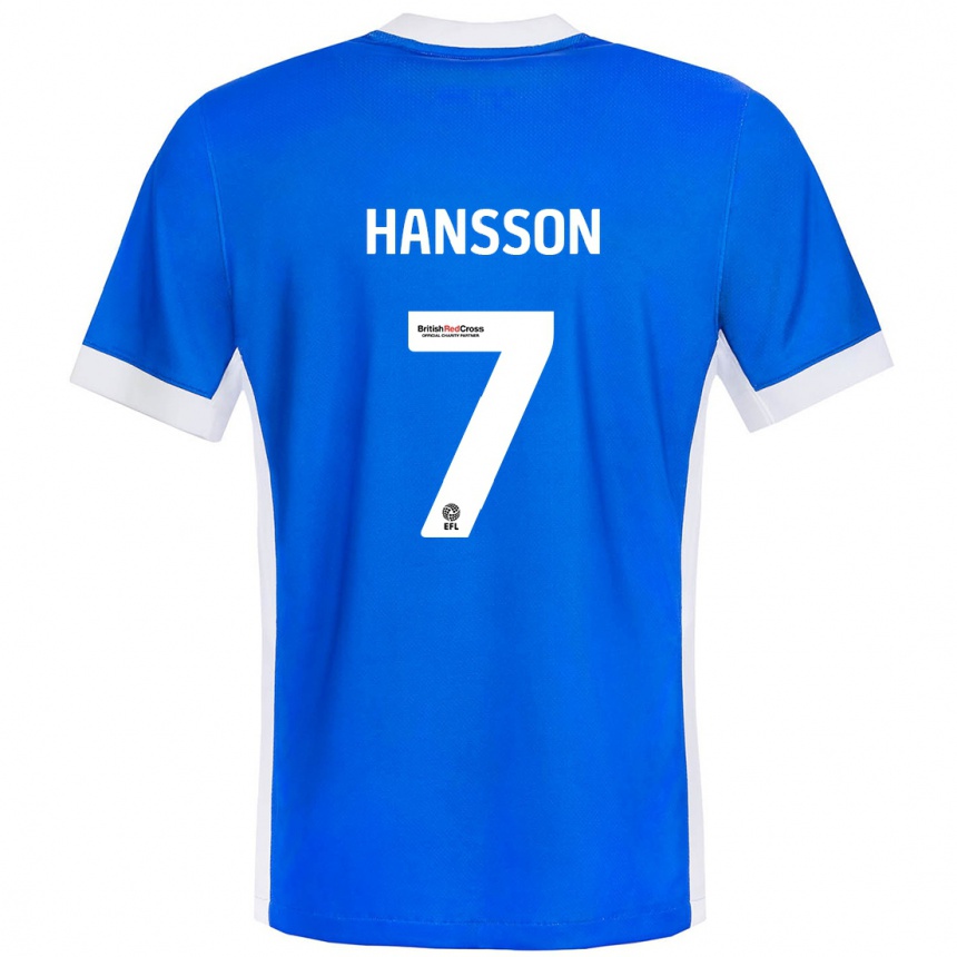 Herren Fußball Emil Hansson #7 Blau Weiß Heimtrikot Trikot 2024/25 T-Shirt Luxemburg