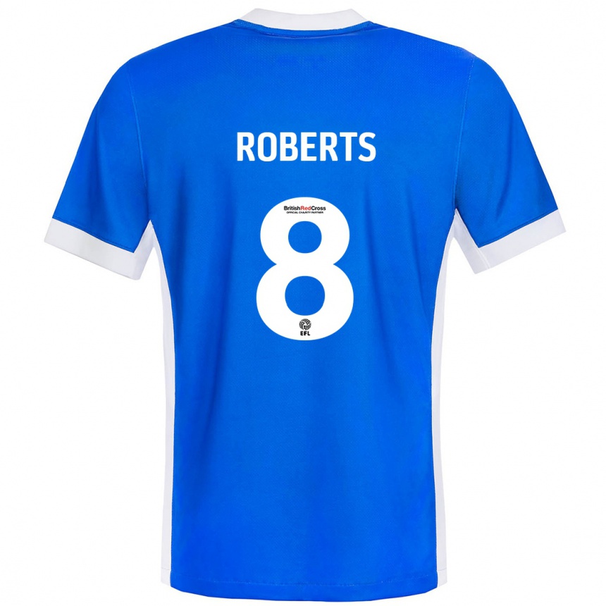 Herren Fußball Tyler Roberts #8 Blau Weiß Heimtrikot Trikot 2024/25 T-Shirt Luxemburg