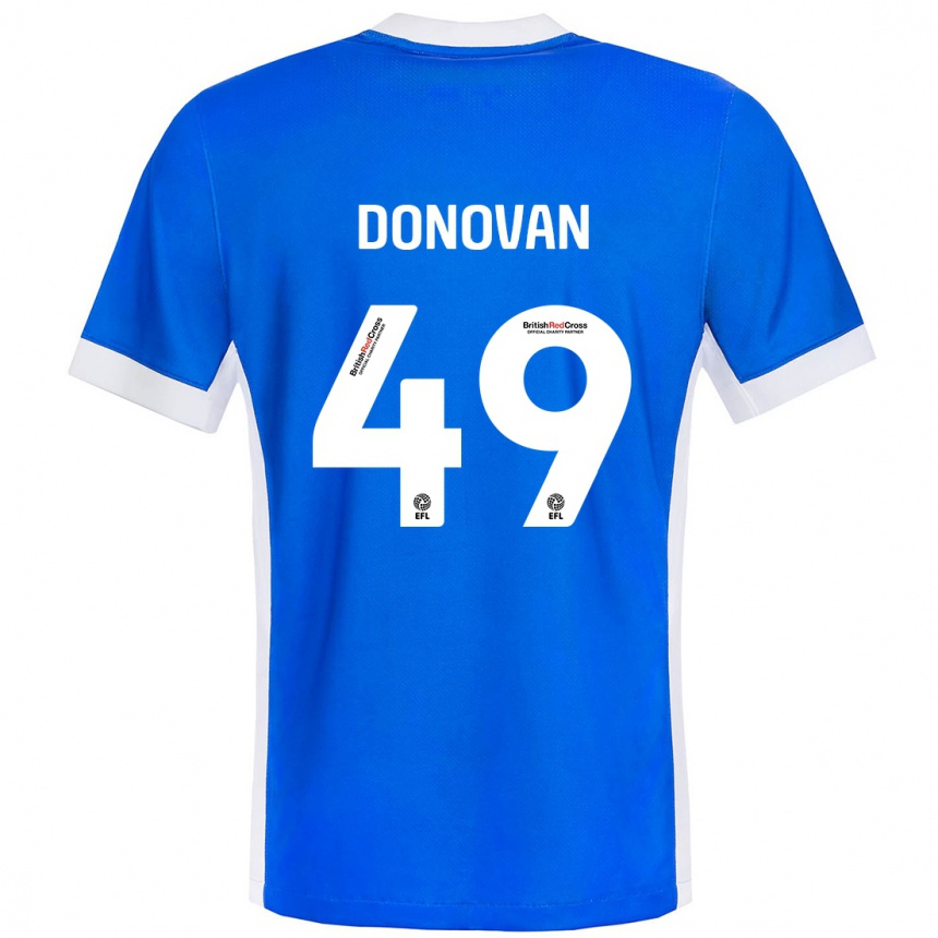 Herren Fußball Romelle Donovan #49 Blau Weiß Heimtrikot Trikot 2024/25 T-Shirt Luxemburg