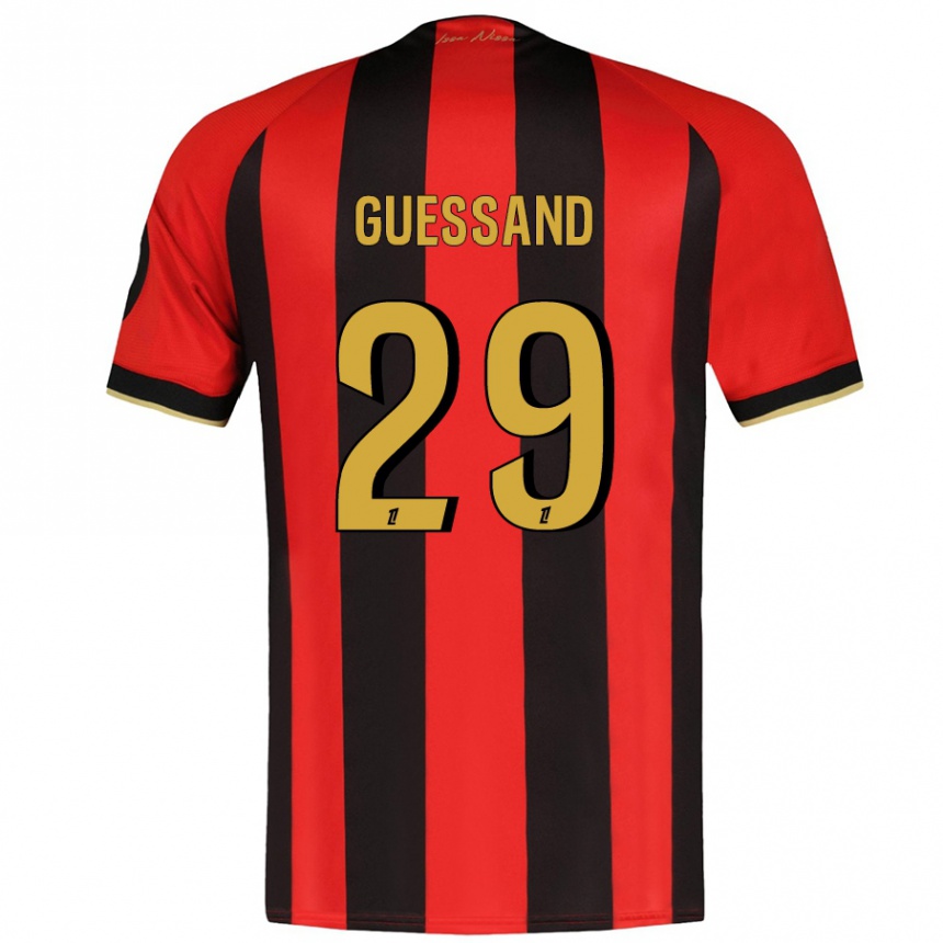 Herren Fußball Evann Guessand #29 Rot Schwarz Heimtrikot Trikot 2024/25 T-Shirt Luxemburg