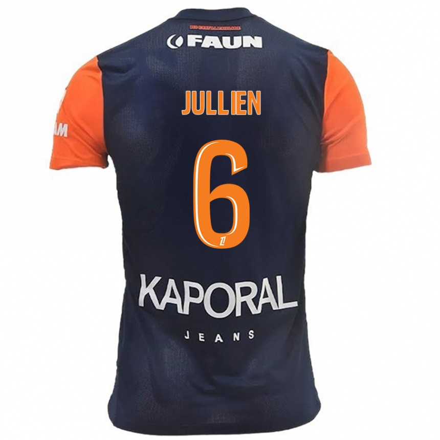 Herren Fußball Christopher Jullien #6 Marineblau Orange Heimtrikot Trikot 2024/25 T-Shirt Luxemburg