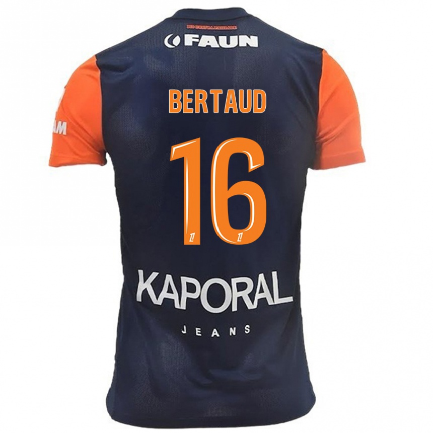 Herren Fußball Dimitry Bertaud #16 Marineblau Orange Heimtrikot Trikot 2024/25 T-Shirt Luxemburg