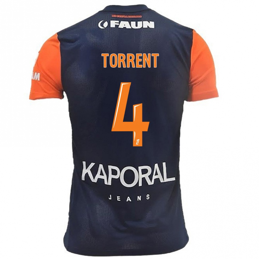 Herren Fußball Marion Torrent #4 Marineblau Orange Heimtrikot Trikot 2024/25 T-Shirt Luxemburg