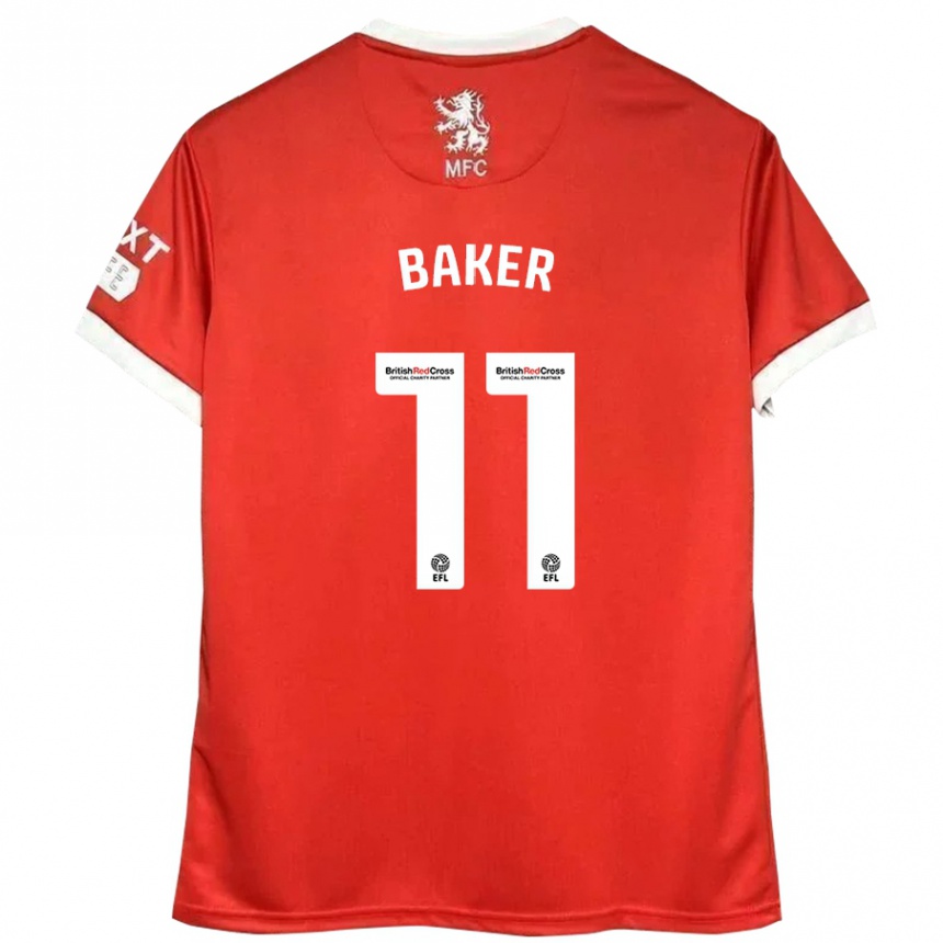 Herren Fußball Ella Baker #11 Rot Weiß Heimtrikot Trikot 2024/25 T-Shirt Luxemburg