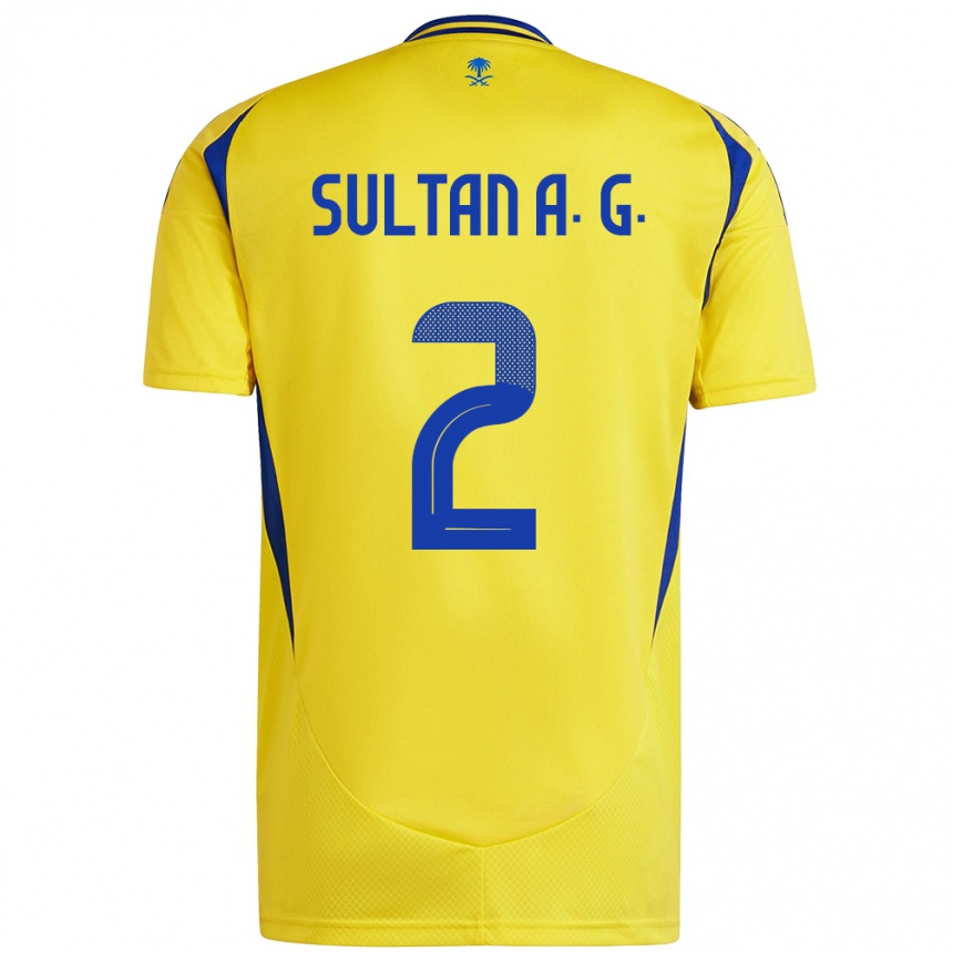 Herren Fußball Sultan Al-Ghannam #2 Gelb Blau Heimtrikot Trikot 2024/25 T-Shirt Luxemburg