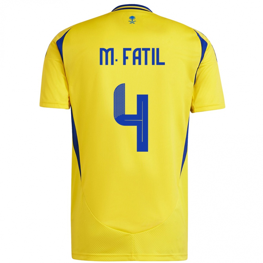 Herren Fußball Mohammed Al-Fatil #4 Gelb Blau Heimtrikot Trikot 2024/25 T-Shirt Luxemburg