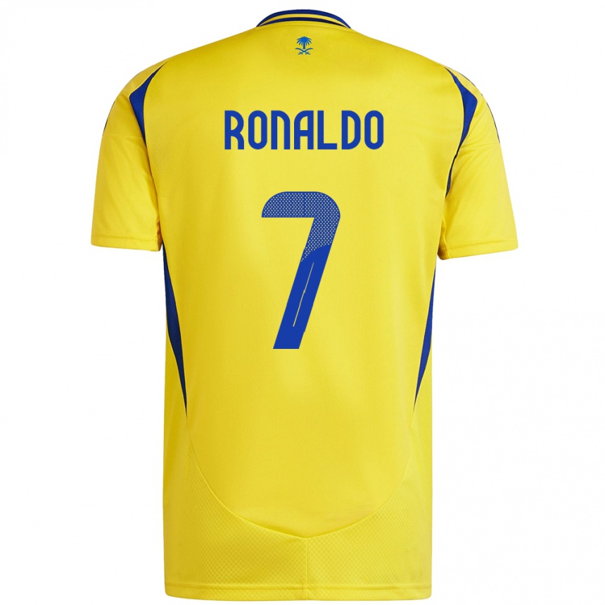 Herren Fußball Cristiano Ronaldo #7 Gelb Blau Heimtrikot Trikot 2024/25 T-Shirt Luxemburg