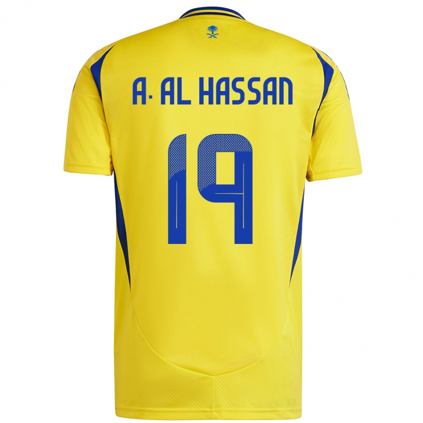 Herren Fußball Ali Al-Hassan #19 Gelb Blau Heimtrikot Trikot 2024/25 T-Shirt Luxemburg