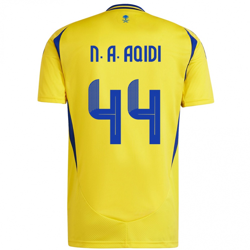 Herren Fußball Nawaf Al-Aqidi #44 Gelb Blau Heimtrikot Trikot 2024/25 T-Shirt Luxemburg