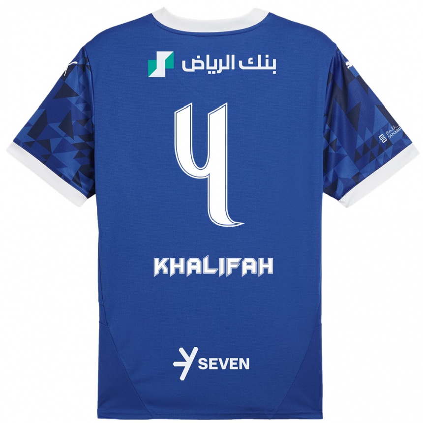 Herren Fußball Khalifah Al-Dawsari #4 Dunkelblau Weiß Heimtrikot Trikot 2024/25 T-Shirt Luxemburg