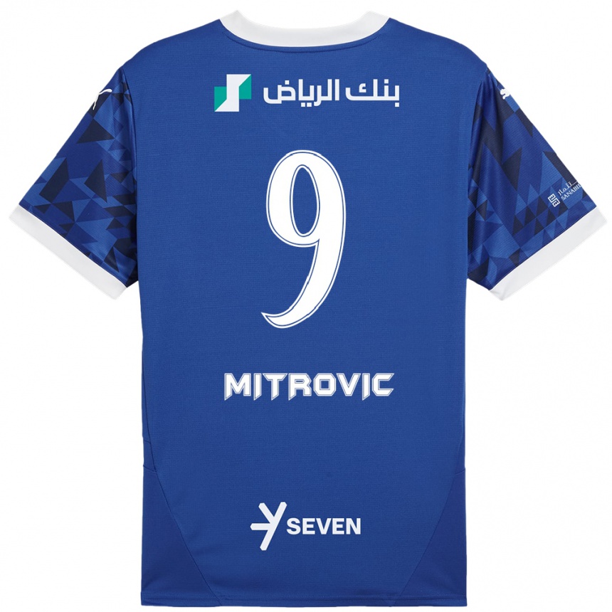 Herren Fußball Aleksandar Mitrovic #9 Dunkelblau Weiß Heimtrikot Trikot 2024/25 T-Shirt Luxemburg