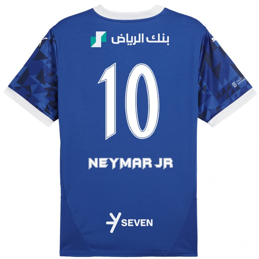 Herren Fußball Neymar #10 Dunkelblau Weiß Heimtrikot Trikot 2024/25 T-Shirt Luxemburg