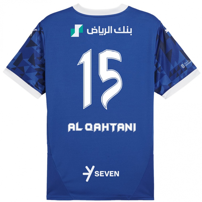 Herren Fußball Mohammed Al-Qahtani #15 Dunkelblau Weiß Heimtrikot Trikot 2024/25 T-Shirt Luxemburg