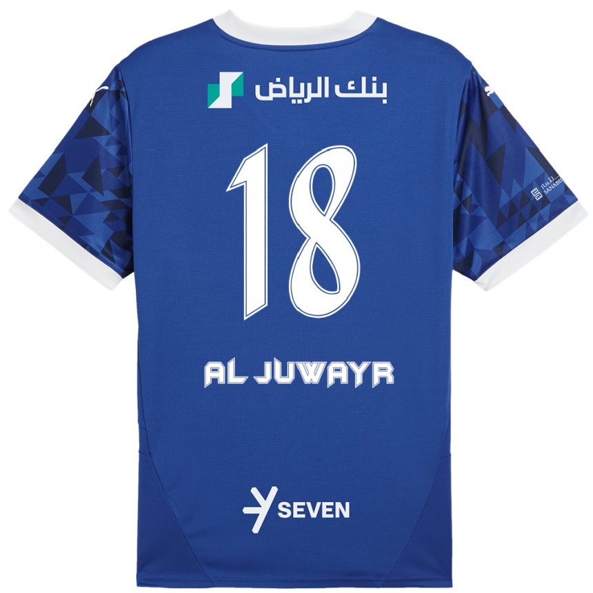 Herren Fußball Musab Al-Juwayr #18 Dunkelblau Weiß Heimtrikot Trikot 2024/25 T-Shirt Luxemburg