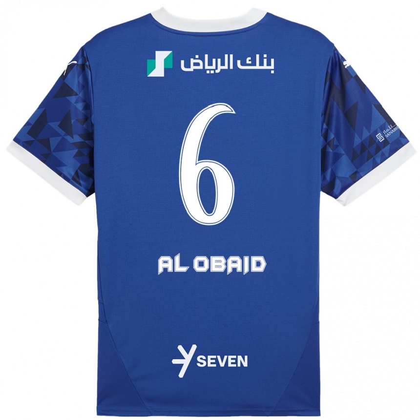 Herren Fußball Lulu Al-Obaid #6 Dunkelblau Weiß Heimtrikot Trikot 2024/25 T-Shirt Luxemburg