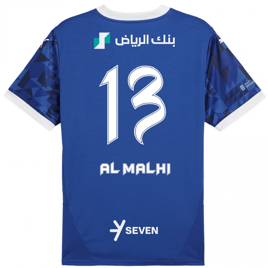 Herren Fußball Al Muhra Al-Malhi #13 Dunkelblau Weiß Heimtrikot Trikot 2024/25 T-Shirt Luxemburg