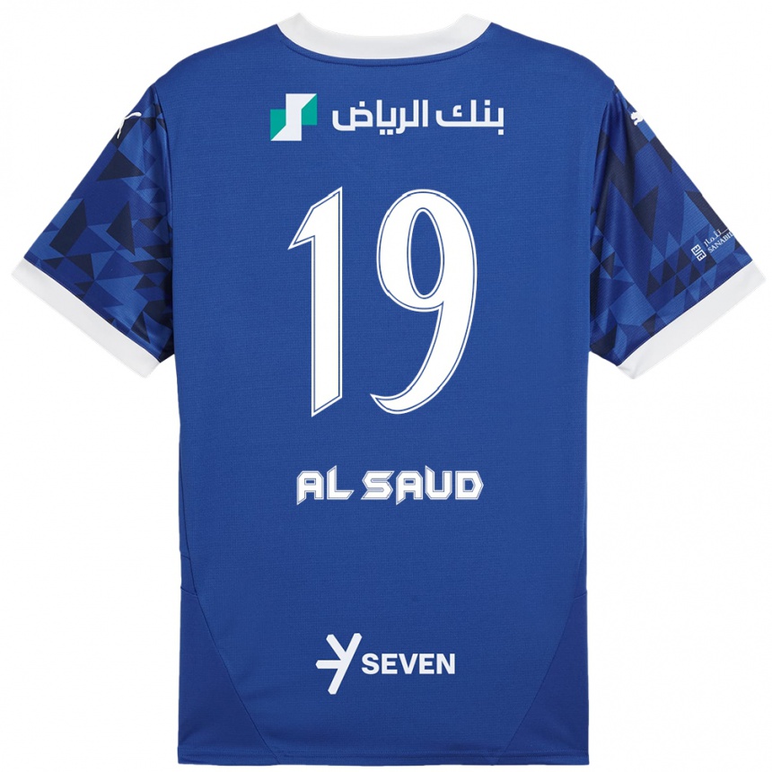 Herren Fußball Manal Al Saud #19 Dunkelblau Weiß Heimtrikot Trikot 2024/25 T-Shirt Luxemburg