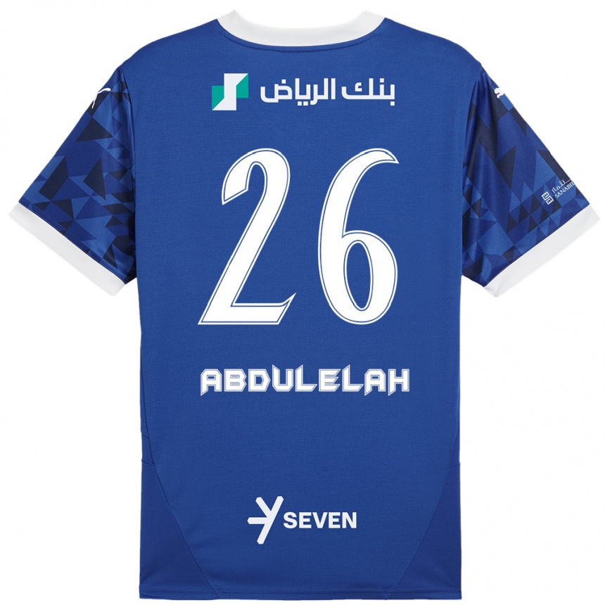 Herren Fußball Abdulelah Al-Malki #26 Dunkelblau Weiß Heimtrikot Trikot 2024/25 T-Shirt Luxemburg