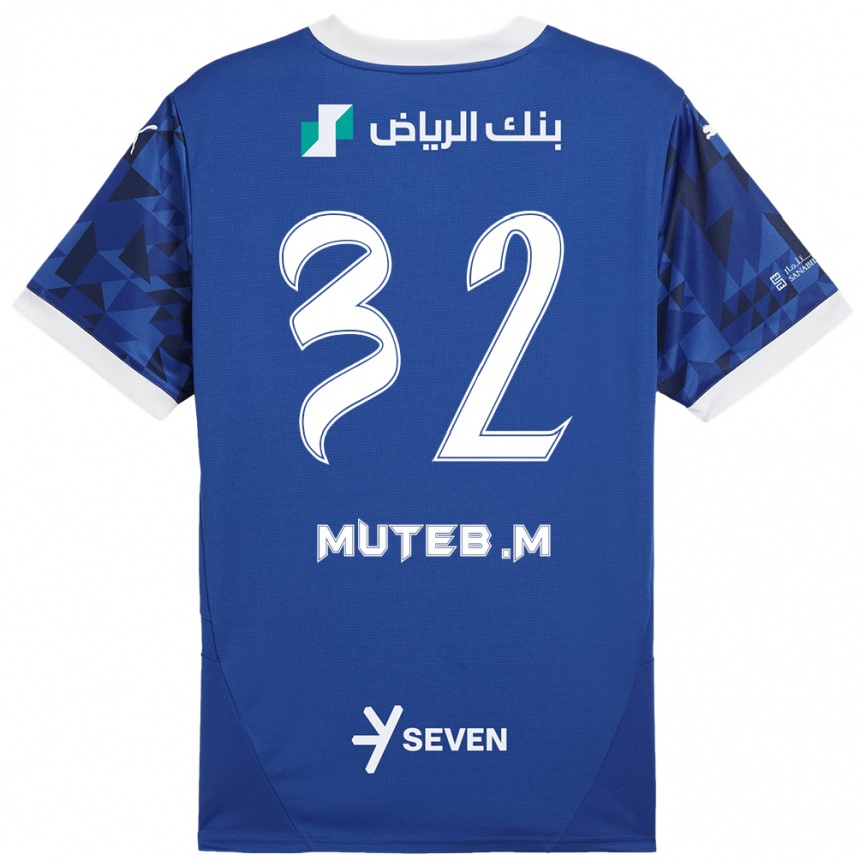 Herren Fußball Muteb Al-Mufarrij #32 Dunkelblau Weiß Heimtrikot Trikot 2024/25 T-Shirt Luxemburg