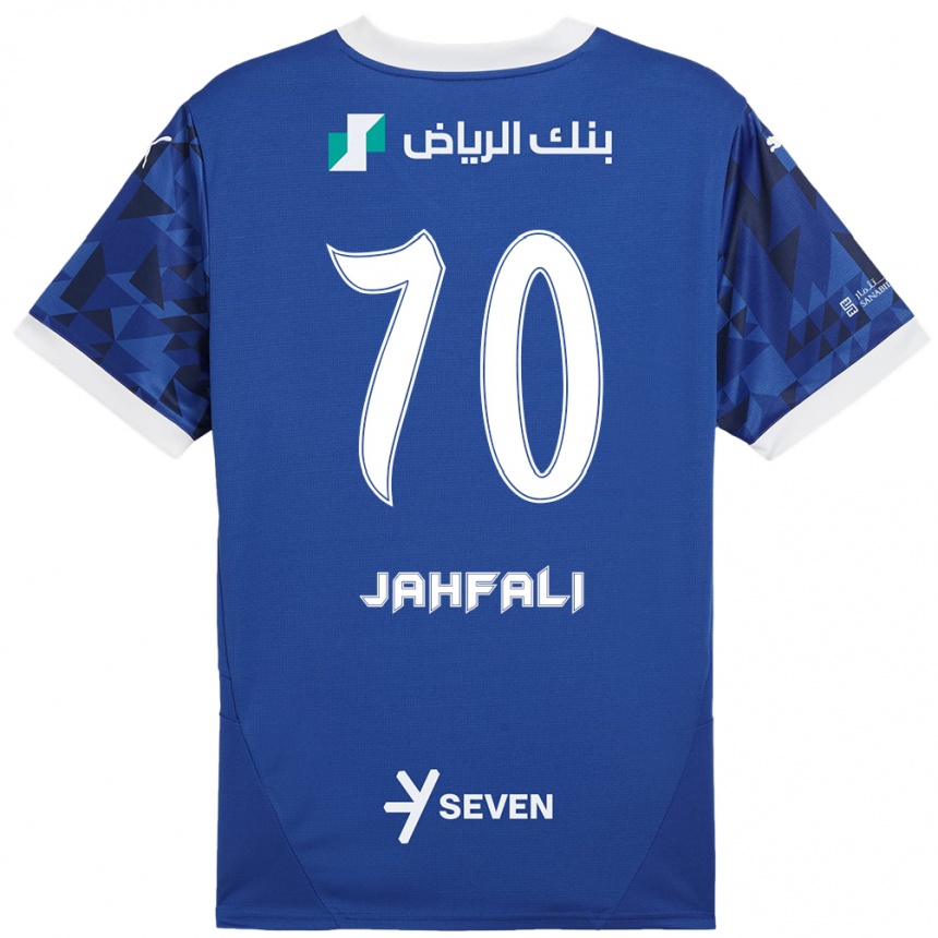 Herren Fußball Mohammed Jahfali #70 Dunkelblau Weiß Heimtrikot Trikot 2024/25 T-Shirt Luxemburg