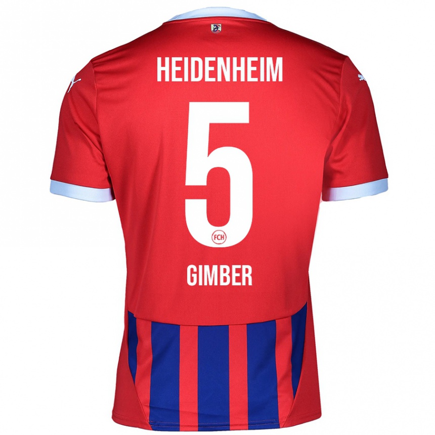 Herren Fußball Benedikt Gimber #5 Rot Blau Heimtrikot Trikot 2024/25 T-Shirt Luxemburg