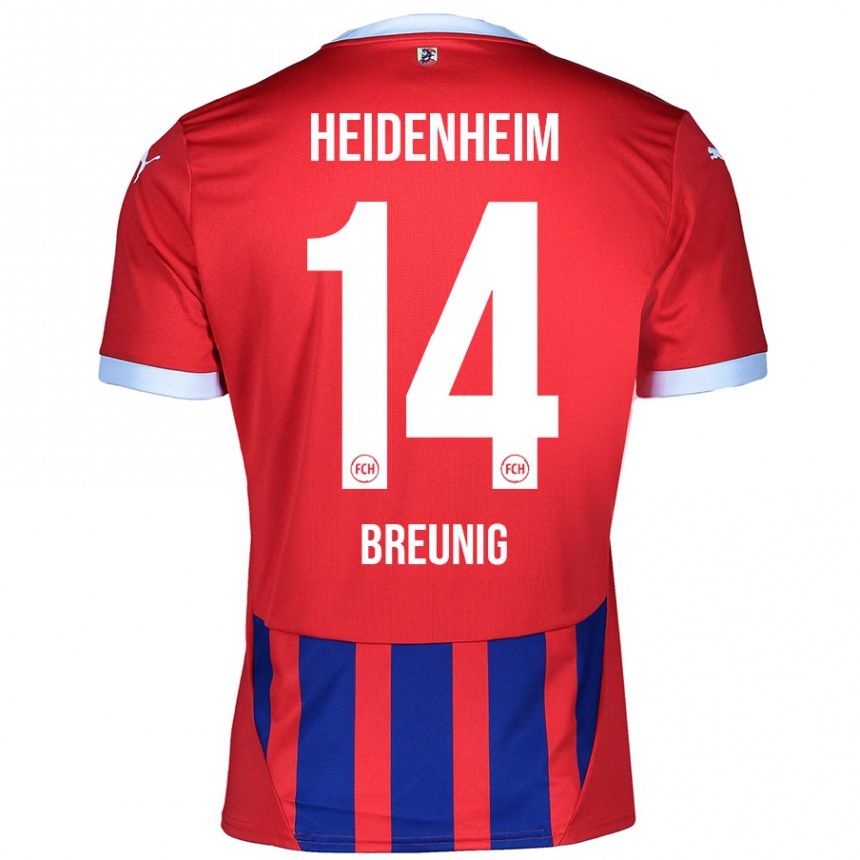 Herren Fußball Maximilian Breunig #14 Rot Blau Heimtrikot Trikot 2024/25 T-Shirt Luxemburg