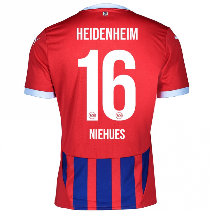 Herren Fußball Julian Niehues #16 Rot Blau Heimtrikot Trikot 2024/25 T-Shirt Luxemburg