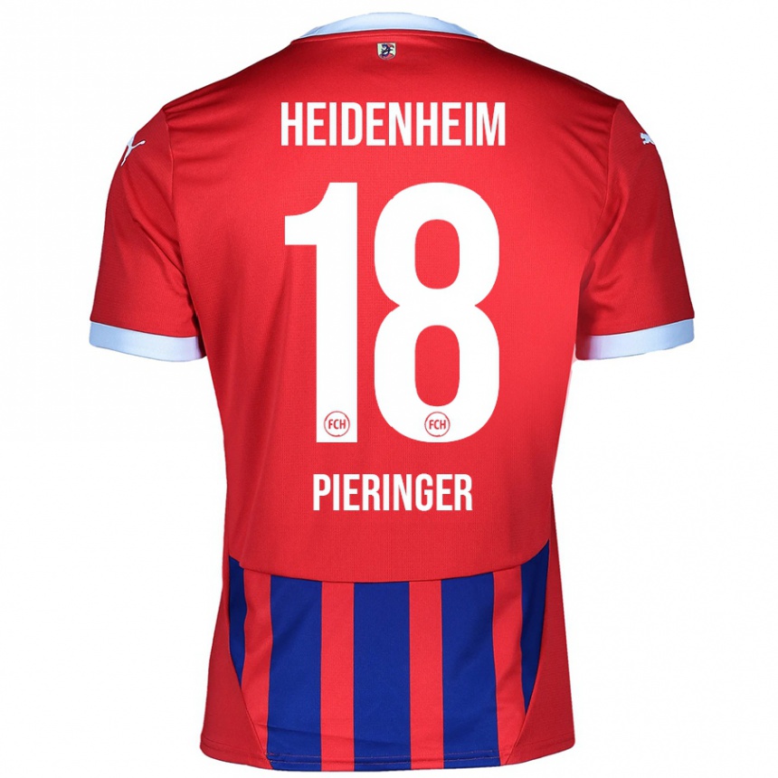 Herren Fußball Marvin Pieringer #18 Rot Blau Heimtrikot Trikot 2024/25 T-Shirt Luxemburg