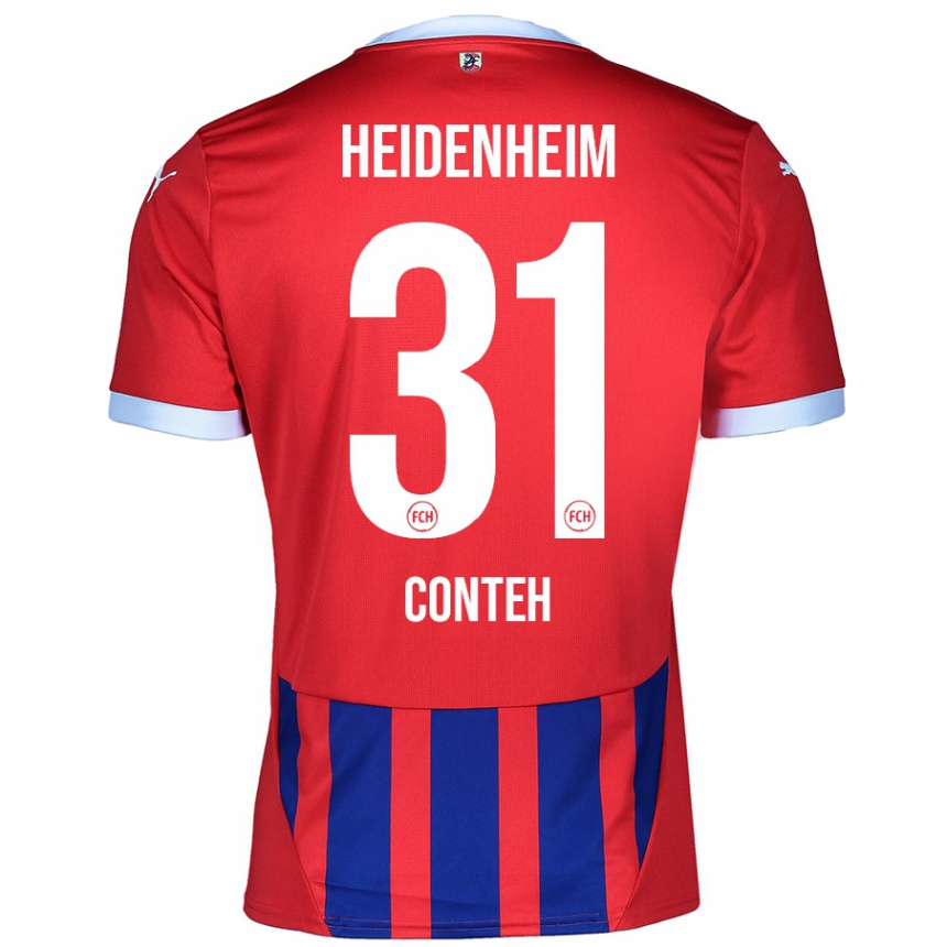 Herren Fußball Sirlord Conteh #31 Rot Blau Heimtrikot Trikot 2024/25 T-Shirt Luxemburg