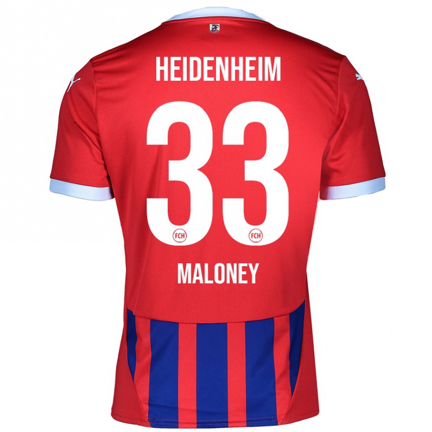 Herren Fußball Lennard Maloney #33 Rot Blau Heimtrikot Trikot 2024/25 T-Shirt Luxemburg