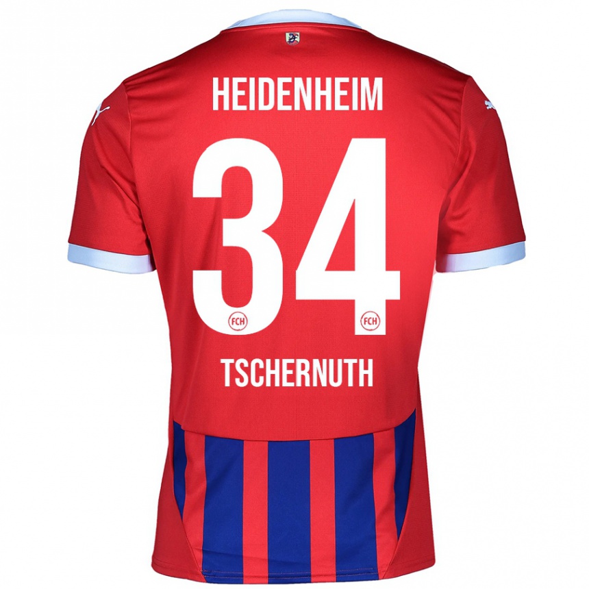 Herren Fußball Paul Tschernuth #34 Rot Blau Heimtrikot Trikot 2024/25 T-Shirt Luxemburg