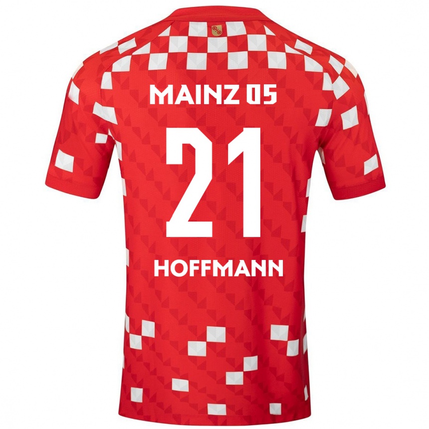 Herren Fußball Leon Hoffmann #21 Weiß Rot Heimtrikot Trikot 2024/25 T-Shirt Luxemburg