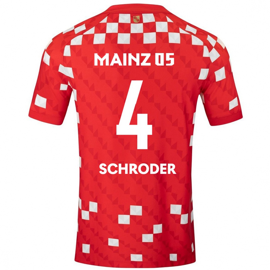 Herren Fußball Lara Schröder #4 Weiß Rot Heimtrikot Trikot 2024/25 T-Shirt Luxemburg