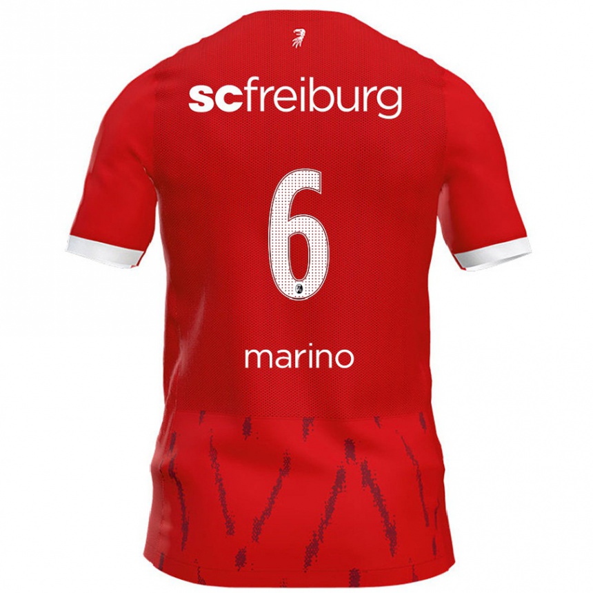 Herren Fußball Luca Marino #6 Rot Heimtrikot Trikot 2024/25 T-Shirt Luxemburg