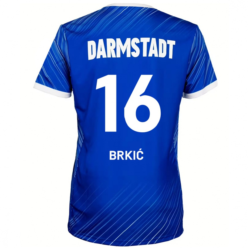 Herren Fußball Amar Brkić #16 Blau Weiß Heimtrikot Trikot 2024/25 T-Shirt Luxemburg