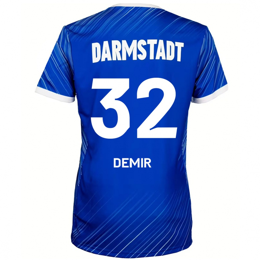 Herren Fußball Lean Demir #32 Blau Weiß Heimtrikot Trikot 2024/25 T-Shirt Luxemburg