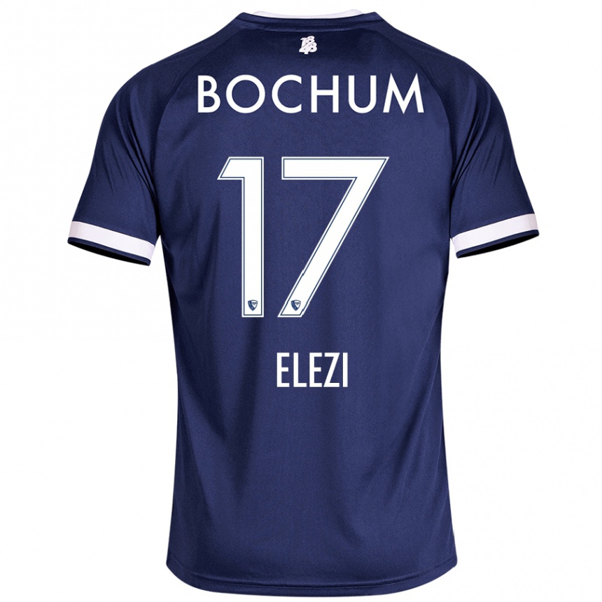 Herren Fußball Agon Elezi #17 Dunkelblau Heimtrikot Trikot 2024/25 T-Shirt Luxemburg