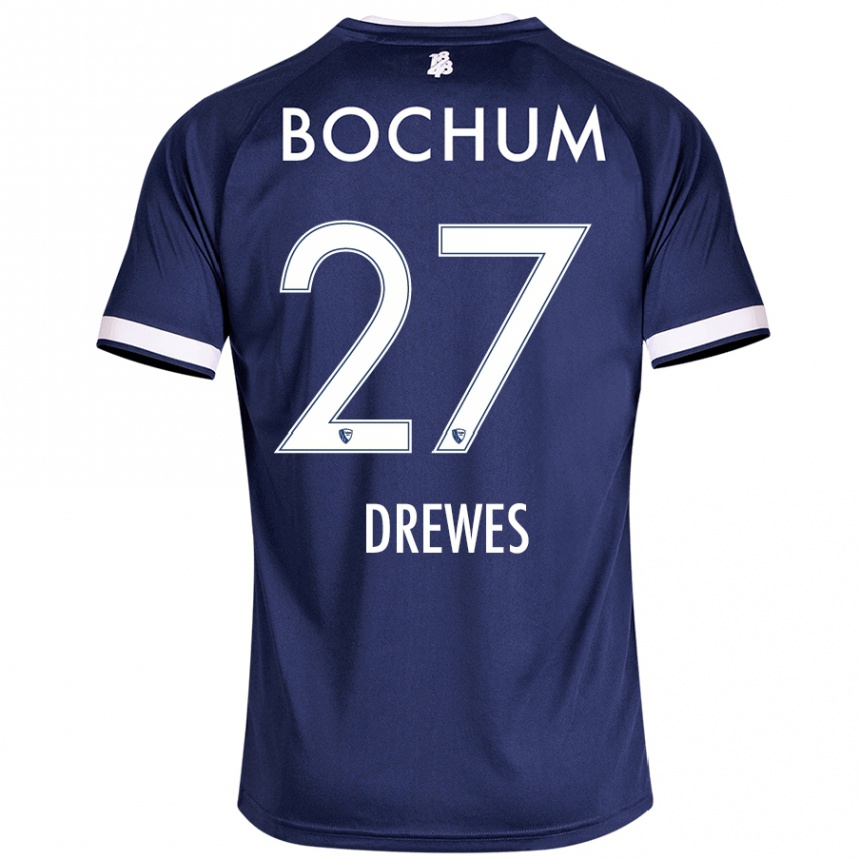 Herren Fußball Patrick Drewes #27 Dunkelblau Heimtrikot Trikot 2024/25 T-Shirt Luxemburg